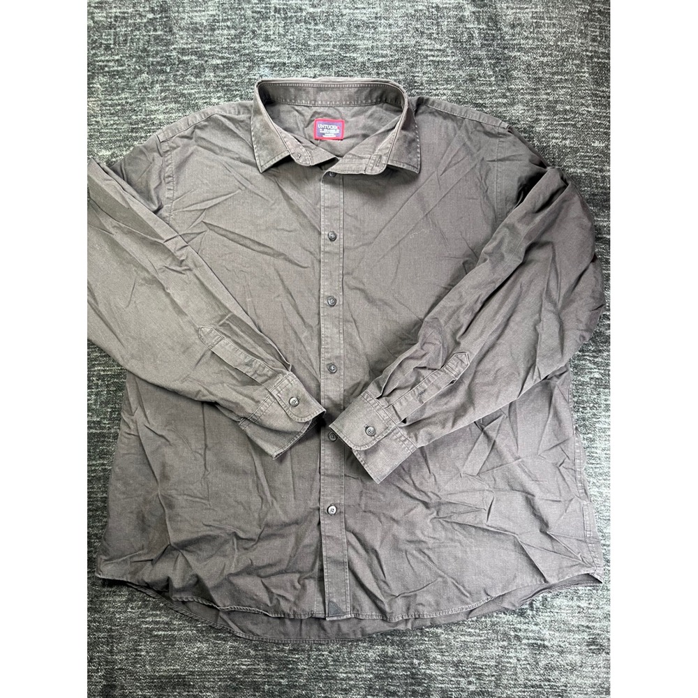 UNTUCKit Button Down Shirt Men XXL Charcoal Grey Relaxed Fit Wrinkle Free Cotton